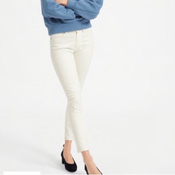 NWT Everlane White Mid Rise Skinny Jeans Blanc High Rise Waist Size 23 TALL $128 - Picture 2 of 12